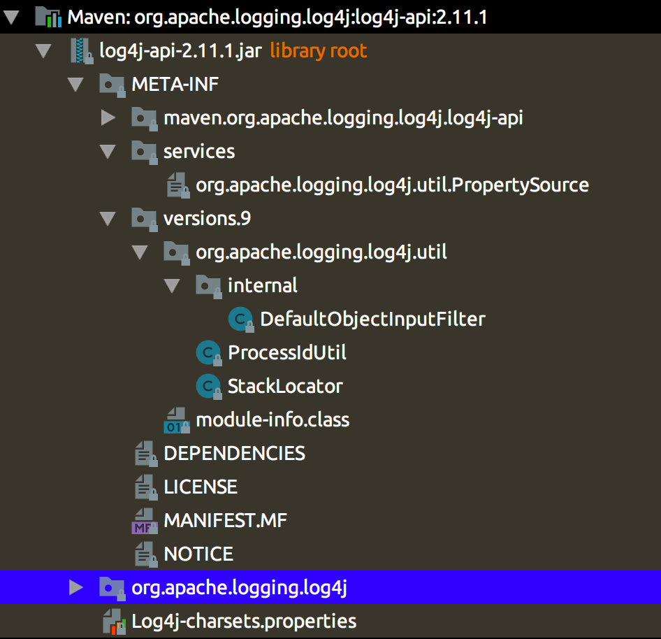 log4j-api-2.11.1.jar工程结构图